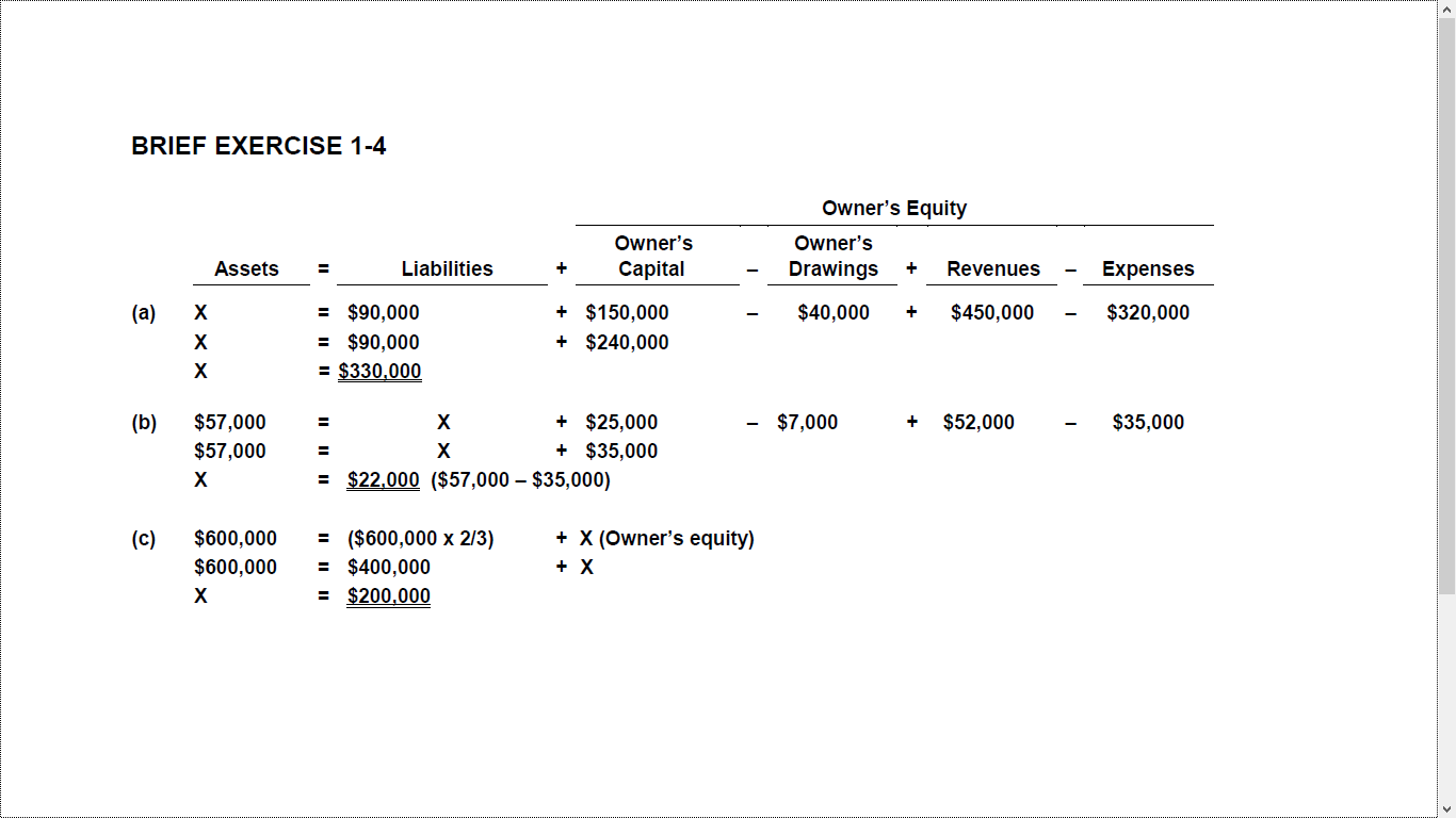 Accounting - WileyPlus - Chapter 1 - BE | My Homework Guides